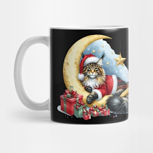 Maine Coon Cat On The Moon Christmas Mug